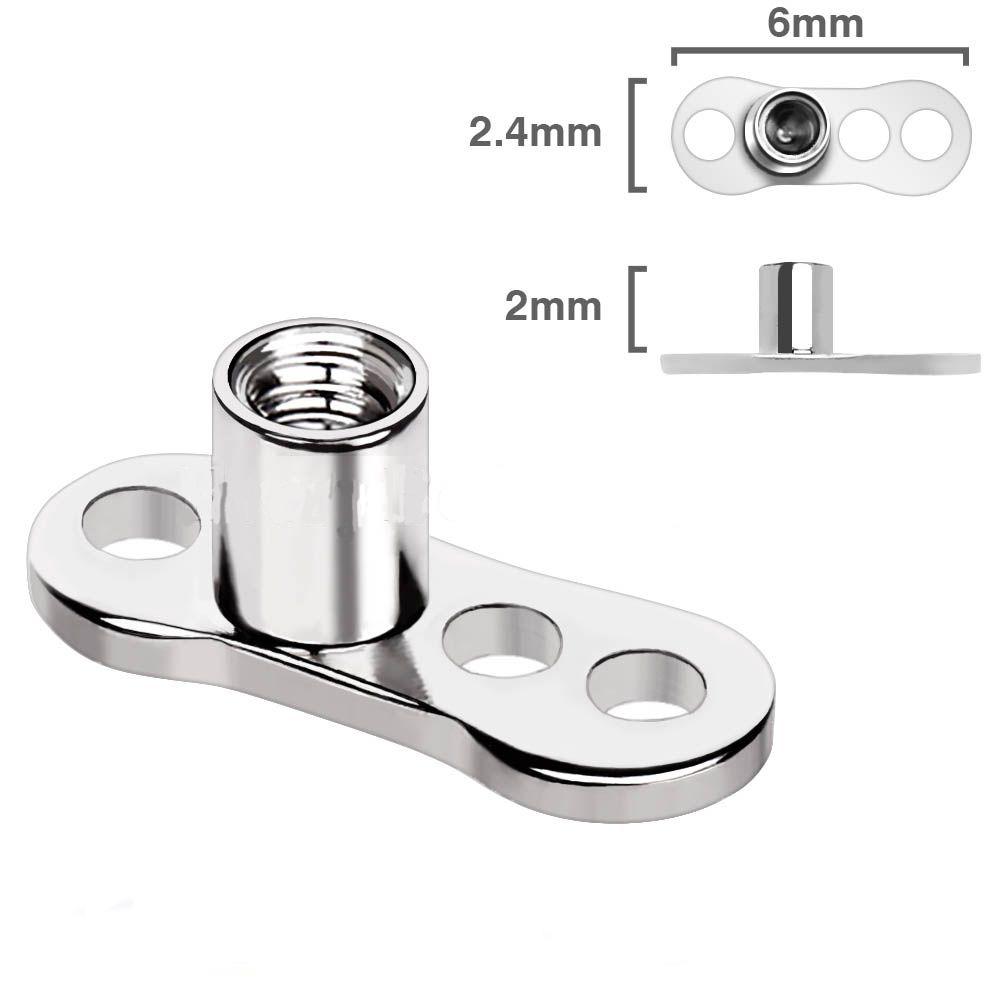 Dermals 316L Surgical Steel Dermal Anchor - 3 Hole / 2mm Rise -Rebel Bod-RebelBod