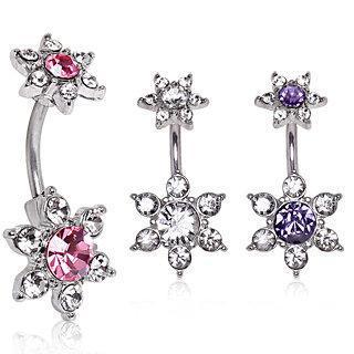 Dual Flower Navel Ring