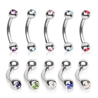 CURVED BARBELL 316L Surgical Steel Eyebrow Ring with Gem Ball -Rebel Bod-RebelBod
