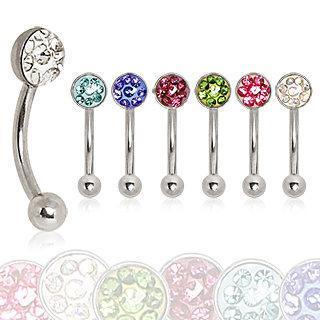 Eyebrow Ring Multi Crystals Set in Epoxy Resin
