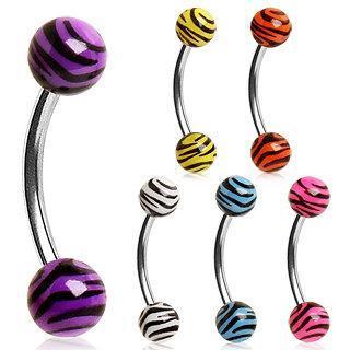 Eyebrow Ring UV Zebra Balls