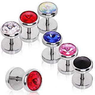 Faceted CZ Fake Plug - 1 Piece