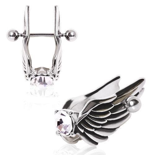 Feathered Angel Wings Gem Ear Cuff Cartilage Earring - 1 Piece