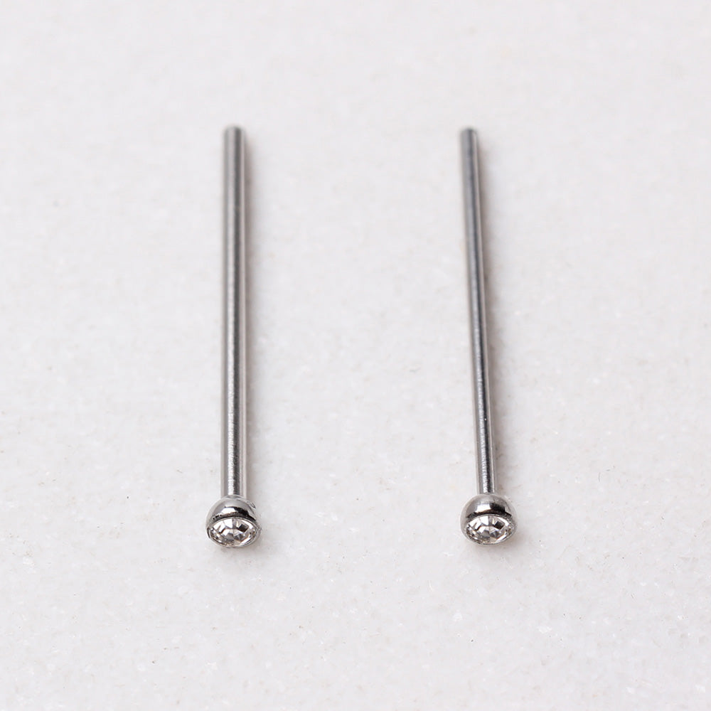 Nose Ring - Nose Pin 316L Surgical Steel Fish Tail Nose Ring w/ Press Fitted Gem - 1 Piece -Rebel Bod-RebelBod