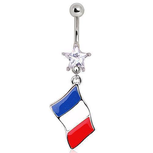 France Flag Navel Ring