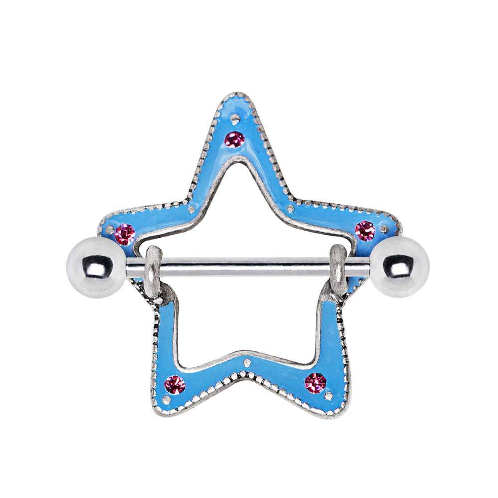 Fun Pink Blue Star Nipple Shield - 1 Piece