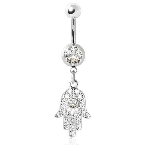 Gemmed Hamsa Amulet Dangle Navel Ring