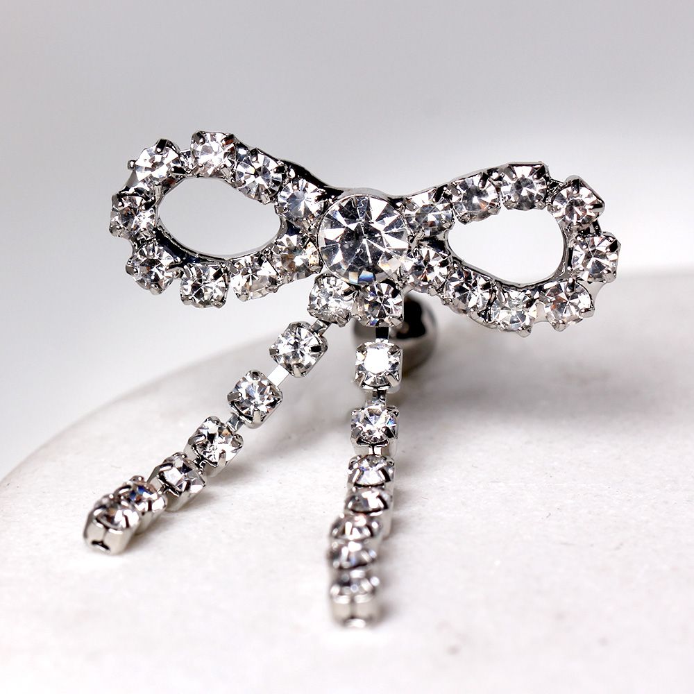 Belly Ring - Reverse 316L Surgical Steel Gemmed Ribbon Navel Ring -Rebel Bod-RebelBod