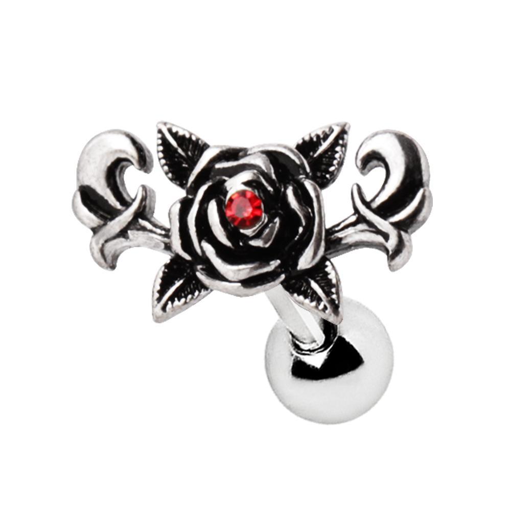 Gothic Rose Cartilage Barbell Earring - 1 Piece