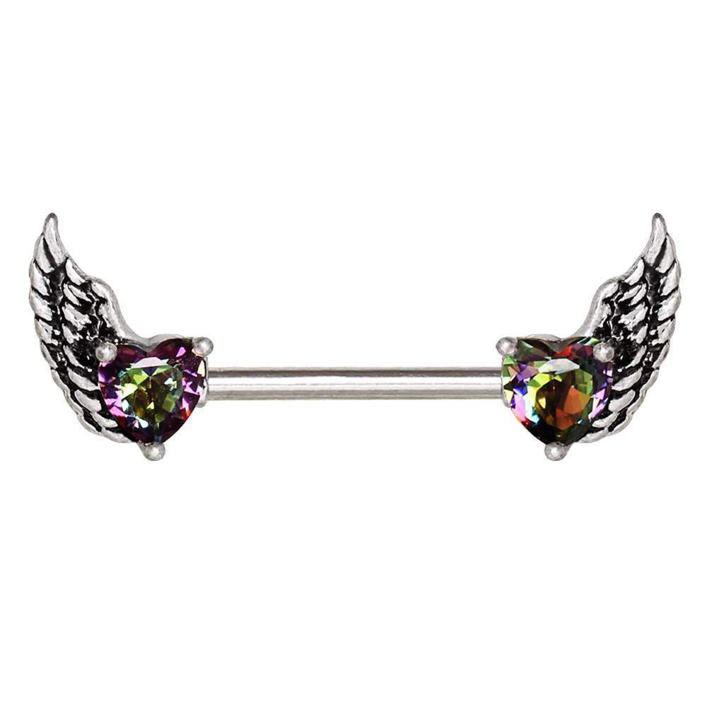 Gothic Winged Heart Nipple Barbell - 1 Piece