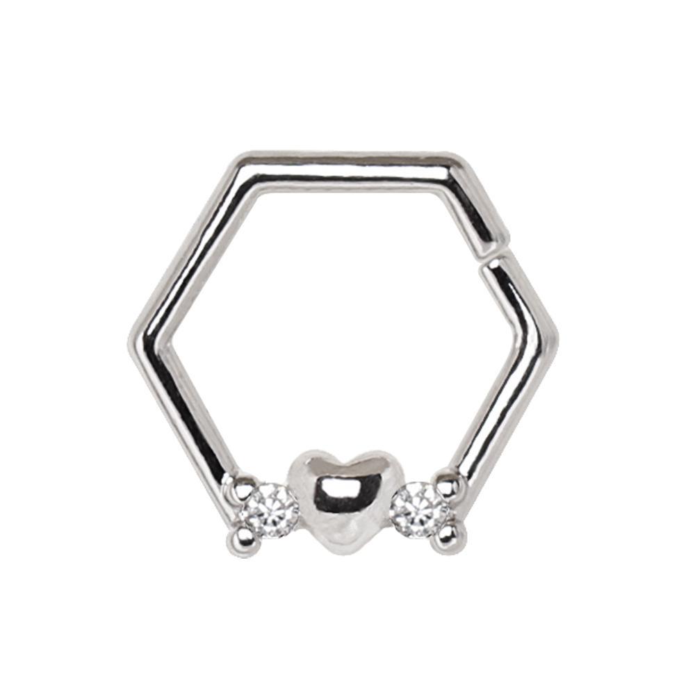 Heart Hexagon Cartilage Earring Bendable Ring - 1 Piece