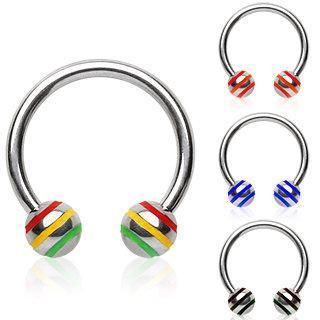 Horse Shoes Circular Barbell 3 Striped Ball