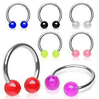 Horse Shoes Circular Barbell UV Coated Acrylic Ball