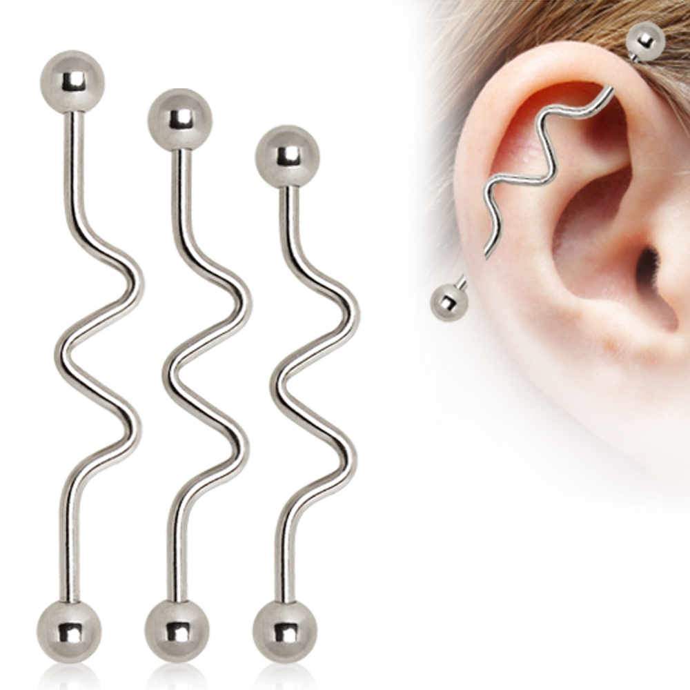 Industrial Barbell 316L Surgical Steel Industrial Barbell with curves - 1 Piece -Rebel Bod-RebelBod