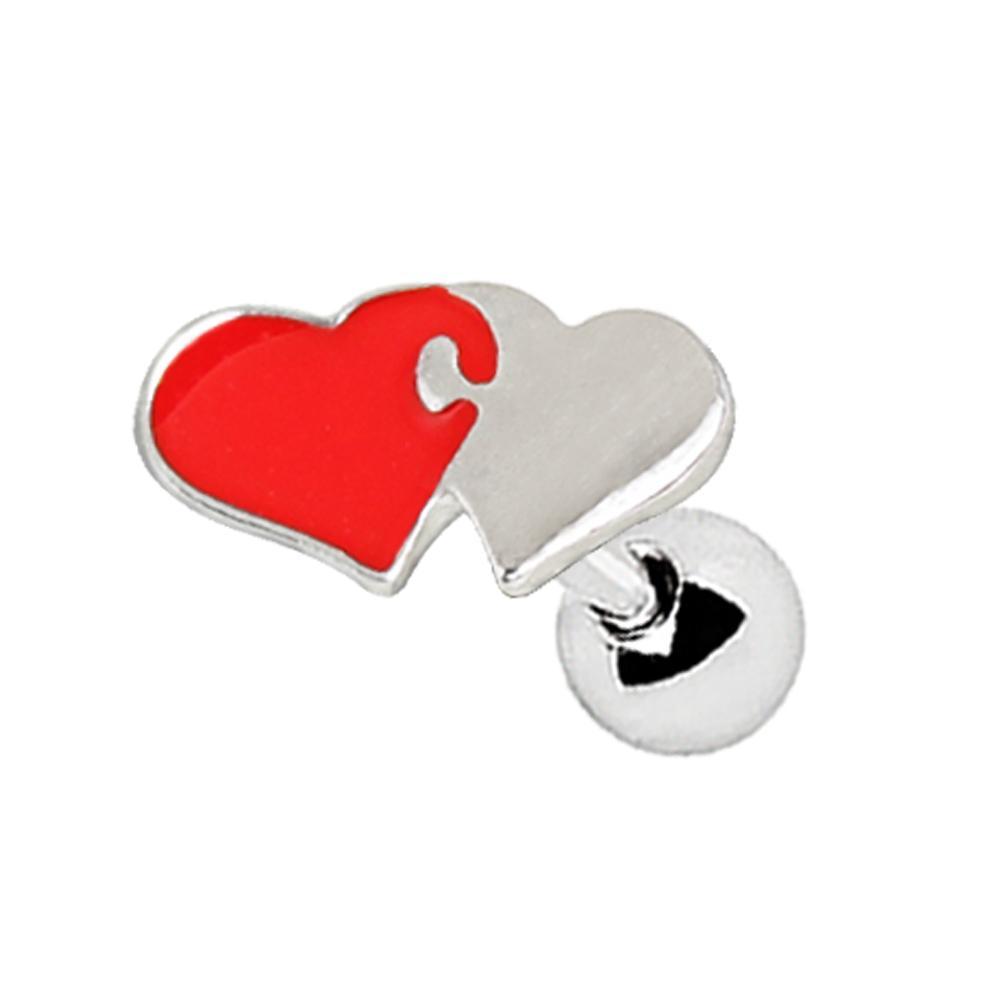 Interlocked Hearts Cartilage Barbell Earring - 1 Piece