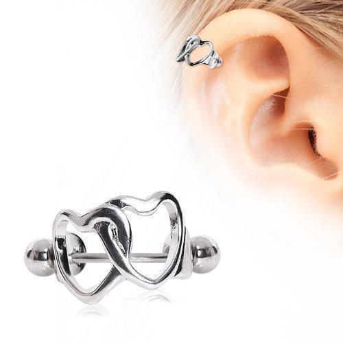 Interlocked Hearts Ear Cuff Cartilage Cuff - 1 Piece
