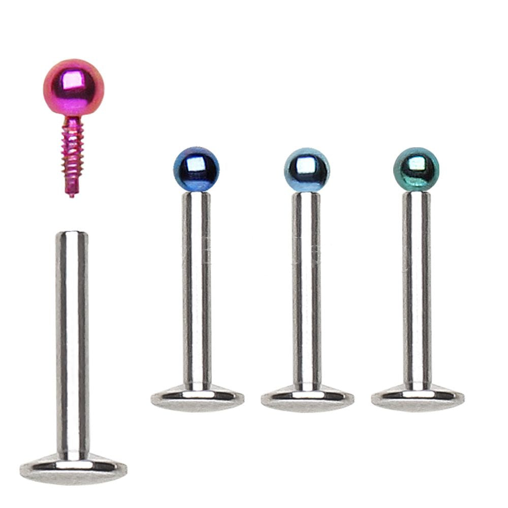 Labret Studs 316L Surgical Steel Internally Threaded Labret/Monroe with 2mm PVD Plated Ball -Rebel Bod-RebelBod