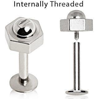 Internally Threaded Labret Bolt Nut Top