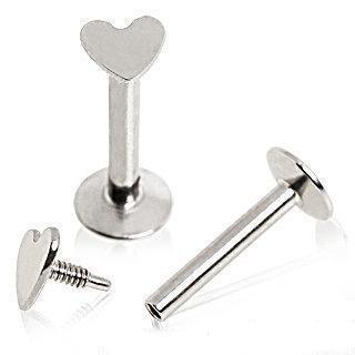 Labret Studs 316L Surgical Steel Internally Threaded Labret with Heart Top -Rebel Bod-RebelBod