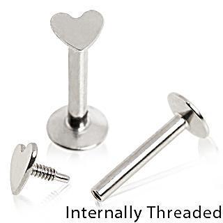 Labret Studs 316L Surgical Steel Internally Threaded Labret with Heart Top -Rebel Bod-RebelBod