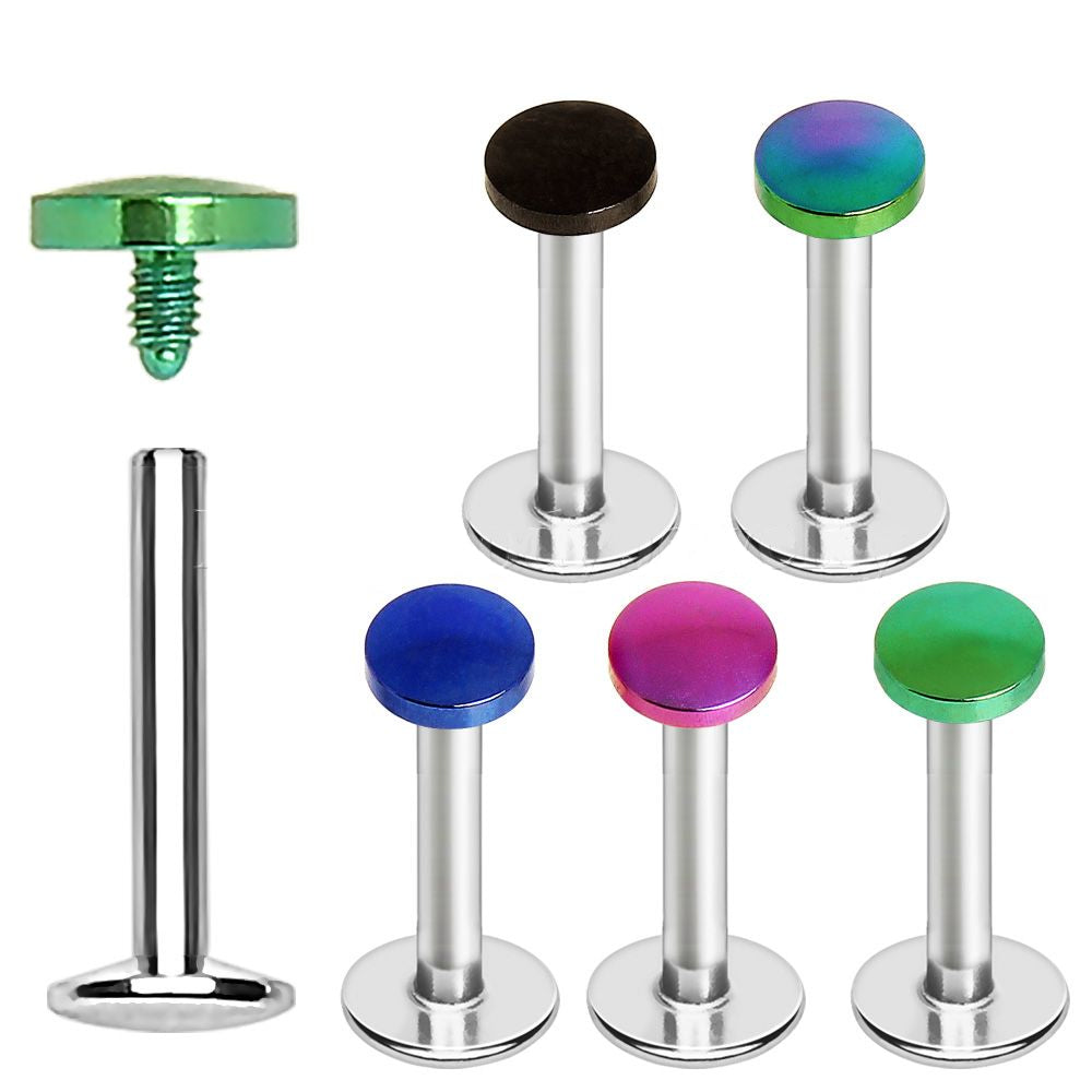 Labret Studs 316L Surgical Steel Internally Threaded Labret with PVD Plated Disc Top -Rebel Bod-RebelBod