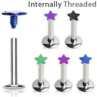 Internally Threaded Labret PVD Plated Star Top