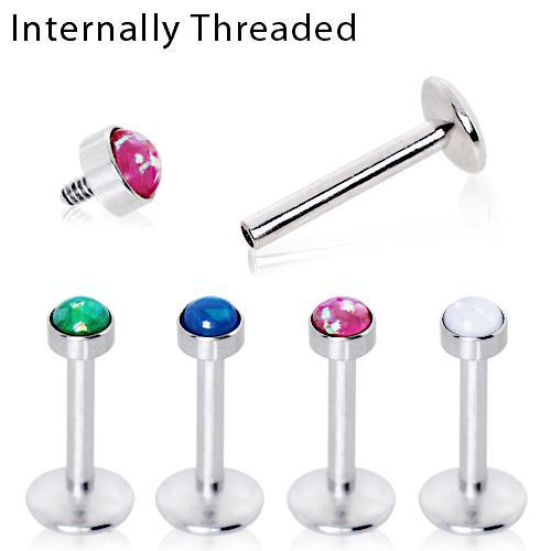 Internally Threaded Labret  Synthetic Opal Top