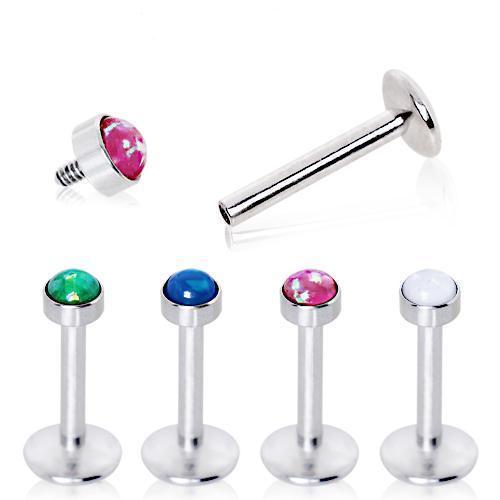 Labret Studs 316L Surgical Steel Internally Threaded Labret with  Synthetic Opal Top -Rebel Bod-RebelBod