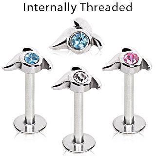 Internally Threaded Single Gem Tailed Labret