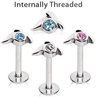 Internally Threaded Single Gem Tailed Labret