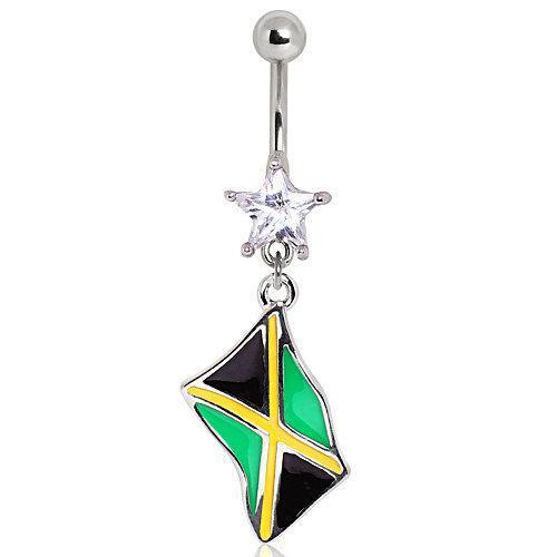 Jamaican Flag Navel Ring