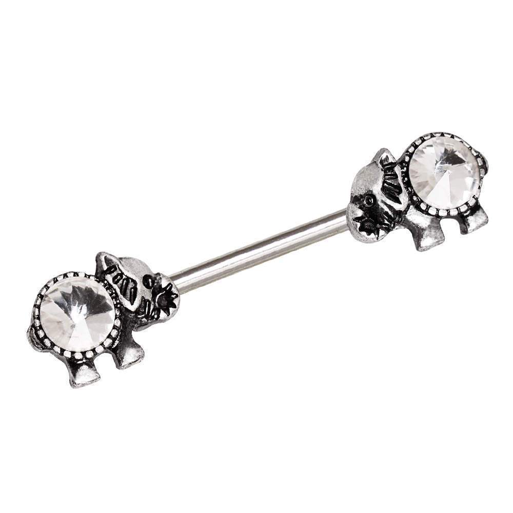 Jeweled Elephant Nipple Barbell - 1 Piece