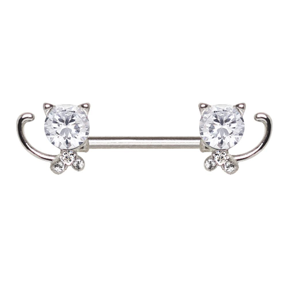 Jeweled Kitty Cat Nipple Bar - 1 Piece