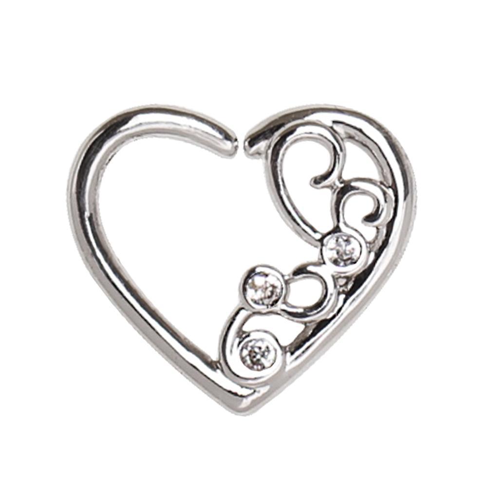 Jeweled Ornate Heart Annealed Cartilage Earring Bendable Ring - 1 Piece