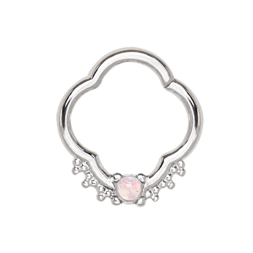 Jeweled Quatrefoil Captive Bead Ring / Septum Ring