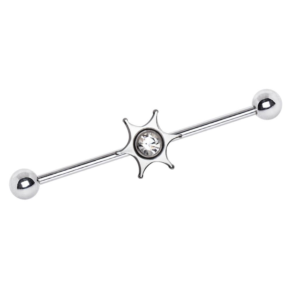 Jeweled Star Industrial Barbell - 1 Piece