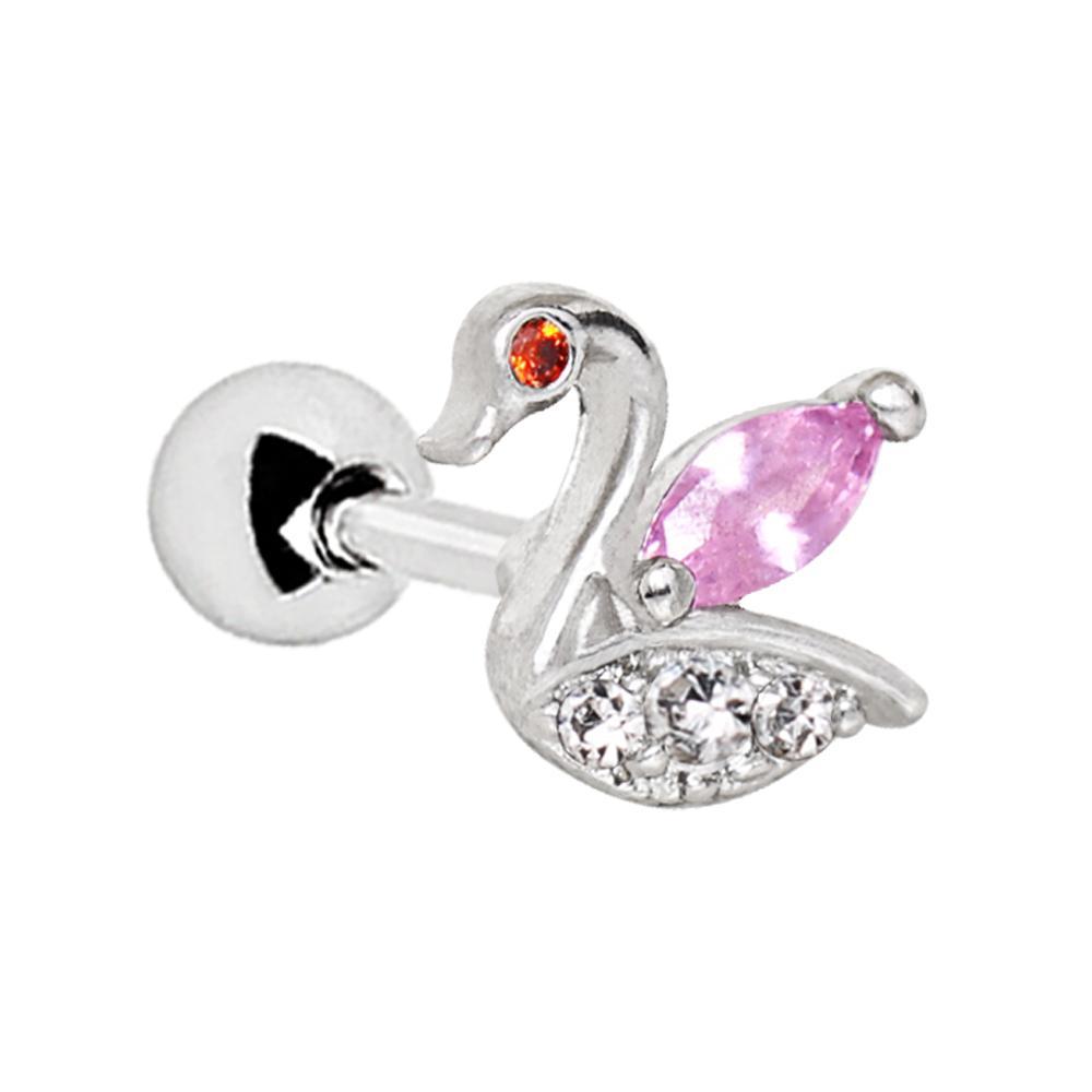 Jeweled Swan Cartilage Barbell Earring - 1 Piece