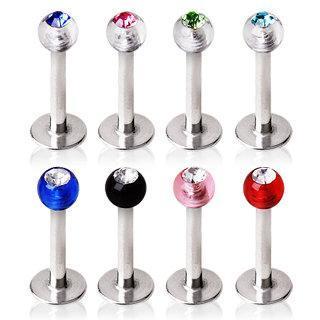 Labret a UV Coated Acrylic Gemmed Ball