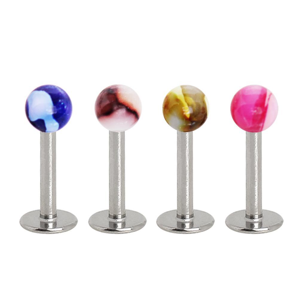 Labret Metallic Two Tone Marble Acrylic Ball