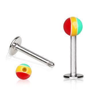 Labret Studs 316L Surgical Steel Labret with UV Rasta Ball -Rebel Bod-RebelBod