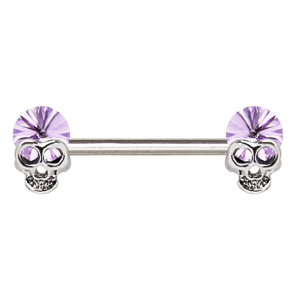 Nipple Barbell 316L Surgical Steel Lavender Skull Nipple Bar - 1 Piece -Rebel Bod-RebelBod