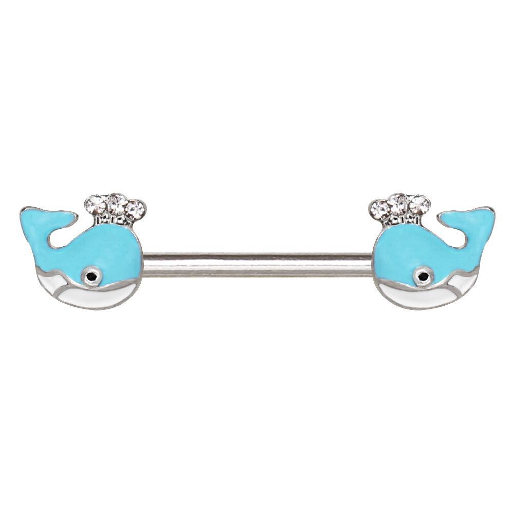 Light Blue Whale Nipple Barbell - 1 Piece