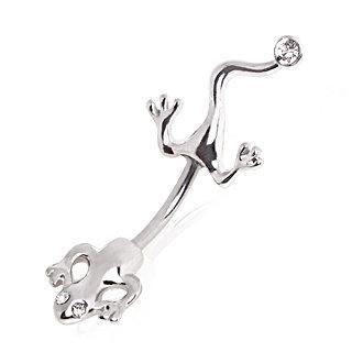 Lizard Navel Ring Clear CZ on Tail