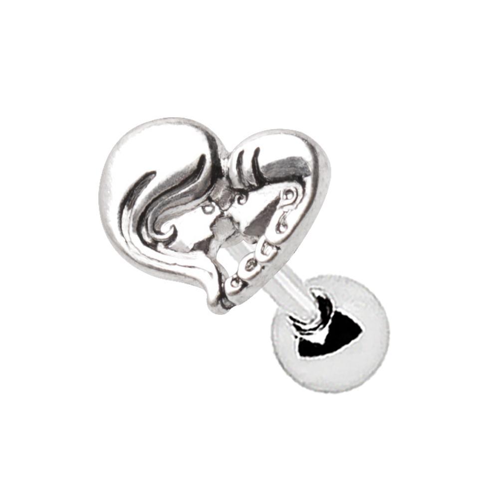 Mother Daughter Heart Cartilage Barbell Earring - 1 Piece