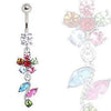 14G Double Gem 316L Surgical Steel Navel Ring – Belly Button Ring With Clear CZ, Multiple Lengths (6mm-16mm)