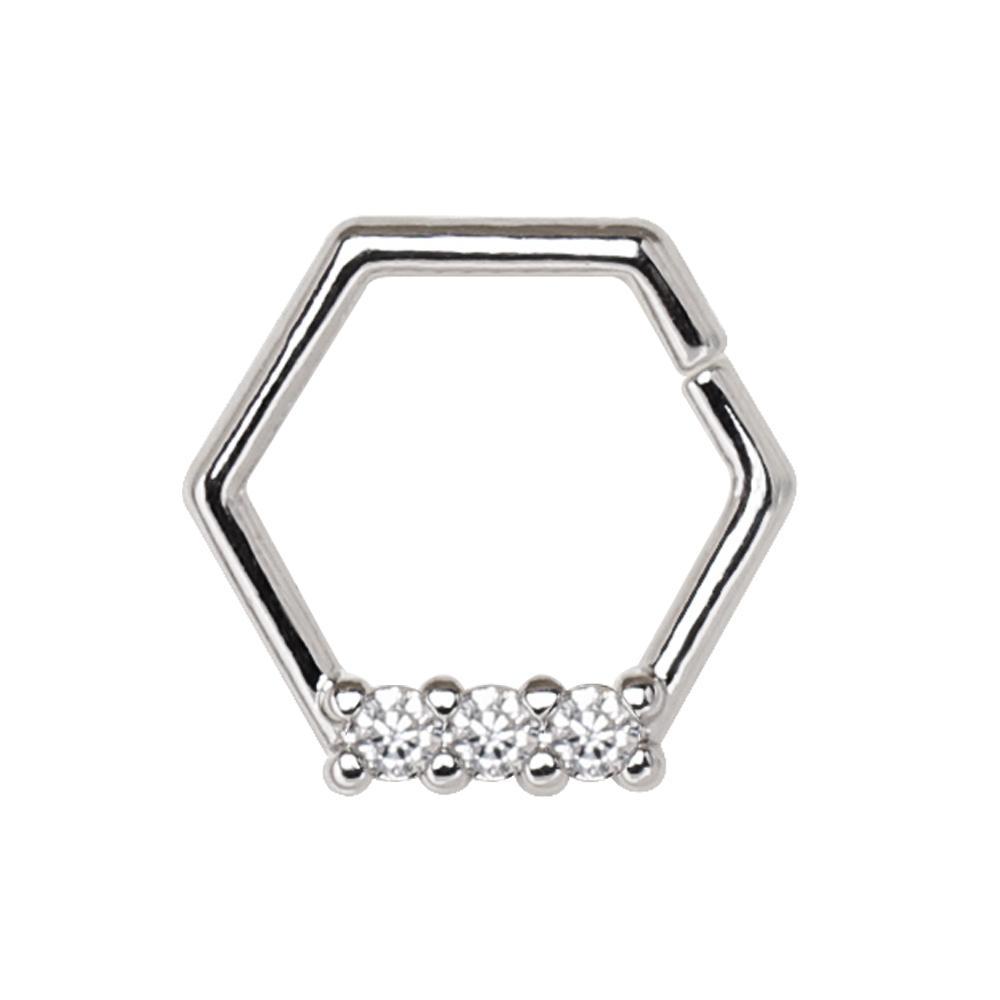 Multi Jeweled Hexagon Cartilage Earring Bendable Ring - 1 Piece