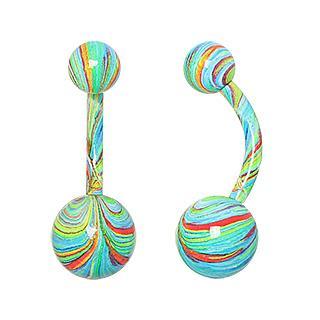 Multicolor Swirl Plated Navel Ring