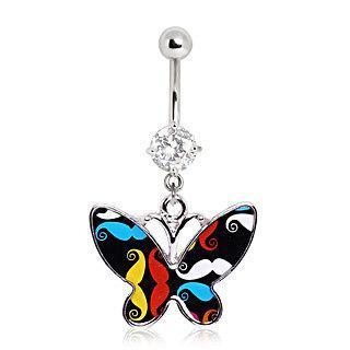 Mustache Butterfly Navel Ring