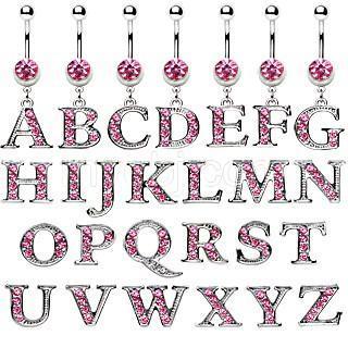 Navel Ring Alphabet Letter Dangle