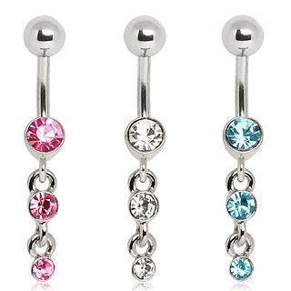 Belly Ring - Dangle 316L Surgical Steel Navel Ring with Three Tier Drops -Rebel Bod-RebelBod